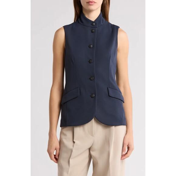 rag & bone Jackets & Blazers - RAG & Bone Sadie Navy Stand Collar Vest